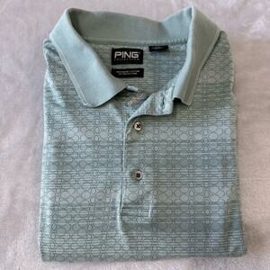 PING Collection Men's XXL Golf Polo Shirt Green Circle Print UV Protection‎